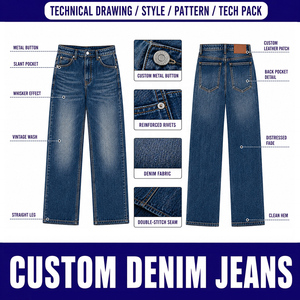 <span class=keywords><strong>Jeans</strong></span> Larghi da Uomo con Ricamo Tigre Nera, Pantaloni in Denim Personalizzati con Ricami, Vendita all'Ingrosso - Product Image 5