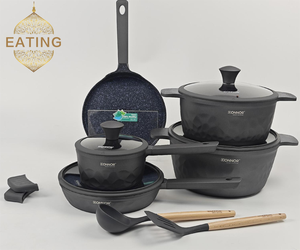 Set di Pentole Ecologico da 13 Pezzi con Rivestimento in Granito per Uso Domestico, Pentola Pesante 16cm, Casseruola 24/28cm, Padella 24cm, Teglia per Pizza - Product Image 5