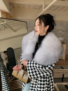 Nouveau 2023 Vintage automne et hiver luxueux véritable cachemire <span class=keywords><strong>laine</strong></span> manteau femmes longue fourrure naturelle <span class=keywords><strong>Trench</strong></span> - Product Image 4