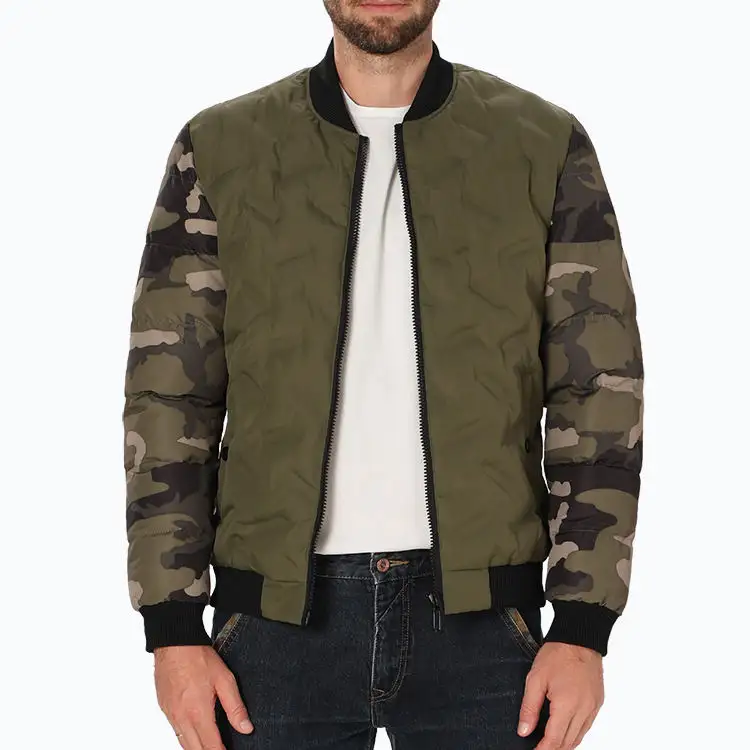 2023 invierno hombres logotipo personalizado chaquetas casuales estilo camuflaje al aire libre béisbol cuello cremallera abrigo chaqueta