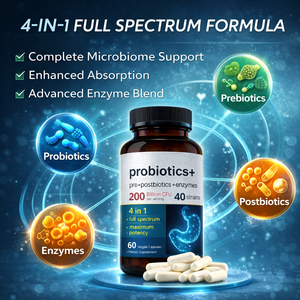 <strong>Probiotics</strong> Capsules 200 Billion CFU 40 Strains Prebiotics Postbiotics <strong>Enzymes</strong> Gut Health Supplement OEM Private Label - Product Image 3