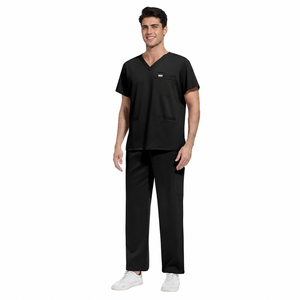 Ensemble de Blouses Médicales en Gros pour Hommes : Haut à Col en V Manches Courtes Multi-Poches et <span class=keywords><strong>Pantalon</strong></span> <span class=keywords><strong>Cargo</strong></span> Couleur Unie – Tenue d'Infirmier/Hôpital Professionnelle - Product Image 6