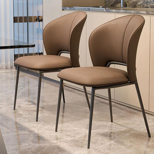 Chaise de salle à manger moderne style minimaliste haut de gamme gris mocha beige orange avec dossier pour adulte, idéale pour salon et cuisine - Product Image 2