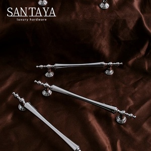 Santaya Solid Chrome-plated Silver Brass Handles Kitchen Cabinet Pulls Bedroom Wardrobe Drawer <strong>Knobs</strong> Furniture Handle - Product Image 4
