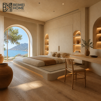 Lit plateforme tatami sur mesure de style méditerranéen avec armoire en stuc pour villa côtière
