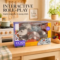 Ensemble de jeu de cuisine en acier inoxydable avec casseroles, poêles et ustensiles, jouet éducatif de jeu de rôle pour enfants, cadeau en gros