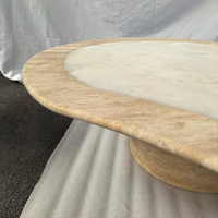 Table basse pour salon, centre de table en onyx blanc et en travertin, table basse en marbre