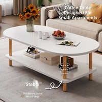 Table basse double couche durable et écologique, table d'appoint minimaliste épaissie, petite table à thé de luxe pour chambre à coucher en espace restreint