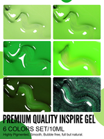 YOKEFELLOW série verte 6 couleurs ensemble de vernis à ongles en gel 10ML Soak Off vernis à ongles en gel UV Kit de vernis à ongles longue durée