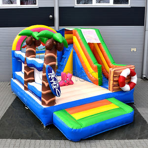 บ้านลมเป่าลมธีมชายหาดต้นปาล์ม ปราสาทลมเป่าลม บ้านเด้งดึ๋งเป่าลม บ้านเด้งดึ๋งแบบมีสไลเดอร์ บ้านลมเป่าลมแบบคอมโบ - Product Image 1