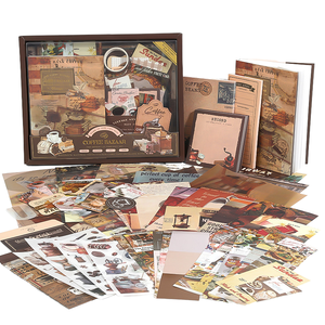 <span class=keywords><strong>Kit</strong></span> de fournitures pour <span class=keywords><strong>scrapbooking</strong></span> et journalisation DIY, 123 pièces, papier de reliure <span class=keywords><strong>vintage</strong></span> à motif de roses et café, couverture de carnet A6 à grille, imprimé - Product Image 1