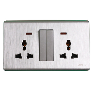 Ổ Cắm Chuyển Đổi Đôi Tường ABUK 13A, Ổ Cắm Điện Đa Năng Nút Ấn 250V 3*6 Inch, Bằng Kim Loại Với Bảng Điều Khiển Neon PMMC - Product Image 3