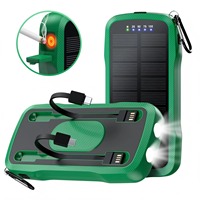 Batterie externe solaire 20000mAh avec câble Type-C, batterie externe portable, lumière LED étanche, batteries externes solaires