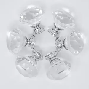 Low Price Diamond Polished Crystal Door Knob for Cabinet Drawer Pull Handle