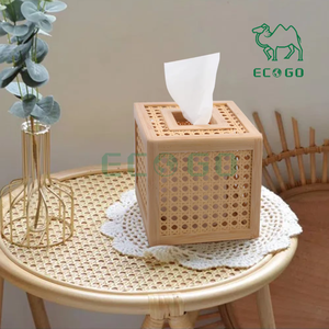 กล่องทิชชู่หวายไม้ไผ่สานทรงสี่เหลี่ยมสำหรับตกแต่งกล่องกระดาษทิชชู่กล่องเยื่อไม้ไผ่ - Product Image 4