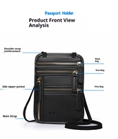 Portefeuille de cou extérieur à fermeture éclair en PU avec protection RFID, sac de voyage pour billet d'avion, passeport, anti-radiation, porte-cartes de téléphone portable