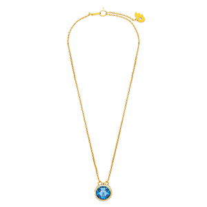 Chaîne de pull en acier inoxydable 316L plaqué or PVD avec pendentif cristal bleu – Collier tendance, cadeau, bijoux de mode - Product Image 3