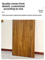 Mesa de Madera Maciza de Olmo Antiguo con Tablero de Gran Formato, Escritorio, Mesa de Comedor, Barra, Mesa de Té - Hecho a Medida con Troncos Crudos, Móvil, Estilo Retro