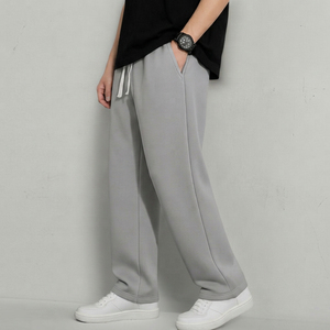 New <b>Time</b> <b>Men's</b> Gray Lightweight 100% Cotton Sweatpants Elastic Waist Drawstring Knitted Casual Autumn Wear Breathable <b>Right</b> Leg - Product Image 1