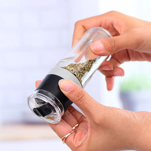 Pengocok bumbu kering kaca Manual multifungsi, Set penggiling garam dan merica dengan mekanisme keramik atas pengocok untuk dapur - Product Image 3