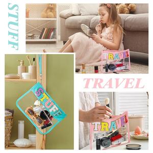 Ensemble de trousses de toilette et de maquillage en PVC transparent avec fermeture éclair pour femmes, organisateur de maquillage, sacs de voyage, sacs de bain et de toilette, pochettes de rangement - Product Image 4