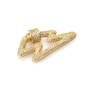 Mạ Vàng <span class=keywords><strong>CZ</strong></span> Micro lát sét hình dạng vít móc cài đối với trang sức Làm Vòng Cổ Vòng đeo tay nối DIY phát hiện - Product Image 1