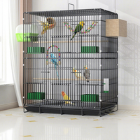 Grande cage de reproduction d'oiseaux de luxe à deux niveaux, motif solide, pliable, avec plateau en fer et plastique, boîte simple en métal pratique pour reptiles
