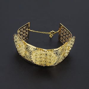 Juego de Joyería Nupcial India de Latón Chapado en Oro de 24k al por Mayor, Incluye Anillo, Brazalete, Pendientes y Collar con Borla para Fiesta de Bodas - Product Image 3