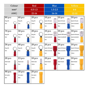 Insulated <b>Wire</b> <b>Electrical</b> Connectors - Butt, Ring, Spade, Quick Disconnect - Crimp Terminals Connectors Assortment Kit - Product Image 6
