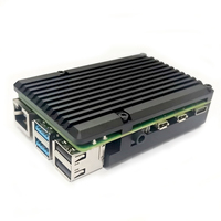 Boîtier de refroidissement en métal noir avec double ventilateur et dissipateur thermique pour Raspberry Pi 4 modèle B
