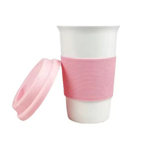 Tasses à café de voyage personnalisées en gros, mugs résistants aux hautes températures, tasses en céramique double paroi avec couvercles - Product Image 6