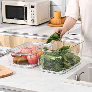 Grand récipient multifonctionnel <span class=keywords><strong>de</strong></span> conservation des aliments avec panier d'égouttage pour les <span class=keywords><strong>légumes</strong></span> en PET sans BPA avec panier d'égouttage - Product Image 3