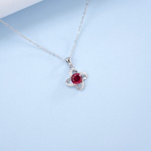 925 Sterling Silver Lab Grown <b>Ruby</b> <b>Necklace</b> - Product Image 6