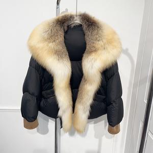 Cappotto Lavorato a Maglia <span class=keywords><strong>con</strong></span> Collo di <span class=keywords><strong>Pelliccia</strong></span> di Lusso all'Ingrosso Autunno Inverno Moda Piumino Soffice di Alta Qualità <span class=keywords><strong>con</strong></span> Bordo in <span class=keywords><strong>Pelliccia</strong></span> di Volpe - Product Image 4