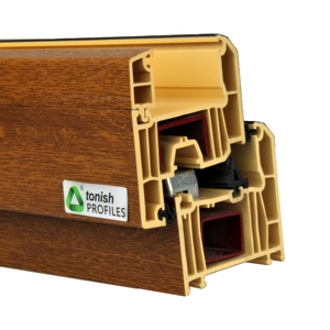 Mạnh Mẽ Và Thép Lót Tăng Cường Bằng Gỗ UPVC Cửa Sổ Hồ Sơ Nhà Máy UPVC Hồ Sơ Nhà Sản Xuất PVC Hồ Sơ Sổ PVC - Product Image 2