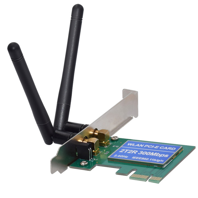 300Mbps Mini Wireless PCI-e Card Adapter 2x Detachable Omni Directional Antenna PCI-Express Desktop 300Mbps Wireless PCI-E