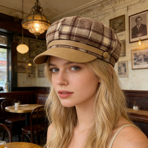 Béret en jean octogonal rétro-chic quatre saisons, style britannique polyvalent, décontracté, respirant, pour femme, idéal pour la plage et les soirées. - Product Image 1
