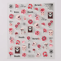 Autocollants pour ongles en plastique 3D d'Halloween, démon, citrouille, fantôme, faux ongles, autocollants pour ongles, art des ongles, crâne amusant, vente en gros