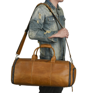 Laulisdon Genuine Leather Duffel <b>Bag</b> Large Capacity <b>Multi</b> <b>Compartment</b> Crossbody Travel <b>Bag</b> For Men - Product Image 1