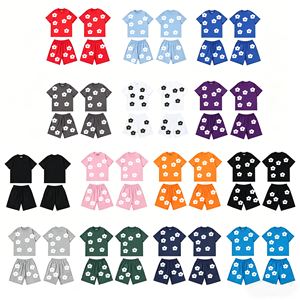 Ensemble <span class=keywords><strong>de</strong></span> shorts imprimés en pâte feuilletée 3D <span class=keywords><strong>de</strong></span> haute qualité - Shorts décontractés américains à col rond en pur coton pour hommes - Product Image 1