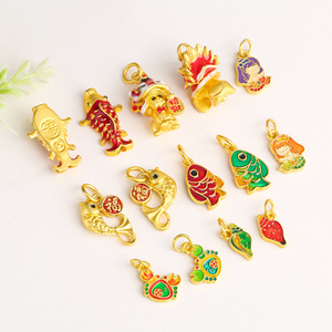 จี้ปลาคาร์ฟเคลือบทองแบบดั้งเดิม อุปกรณ์ตกแต่งเครื่องประดับ DIY สำหรับสร้อยข้อมือ สร้อยคอ ใช้ได้ทุกวันสำหรับทุกเพศ - Product Image 3