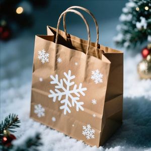Bolsa de Papel para Regalo con Asa, para Envasado Industrial, Color Marrón, para Navidad, Venta al Por Mayor - Product Image 1