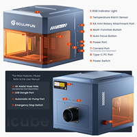Machine de Gravure Laser SCULPFUN ICube Ultra Dual de Bureau, Diode 12W + Laser Infrarouge 1.2W, Entièrement Carénée