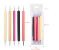 Lot de 5 stylos à points pour ongles en plastique coloré, outils pour ongles, stylo à points pour ongles double face