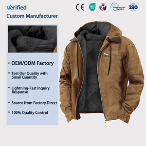 Giacca Invernale da Uomo <span class=keywords><strong>con</strong></span> Cappuccio e Zip, Foderata in Pile, Casual, da Lavoro, <span class=keywords><strong>con</strong></span> Tasche <span class=keywords><strong>con</strong></span> Zip, Termica - Product Image 1