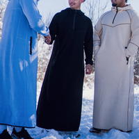 Thobe Homme Premium Personnalisé à Capuche et Fermeture Éclair, Manches Longues, Style Jubba, pour Hommes Marocains Musulmans, Nouveau Design