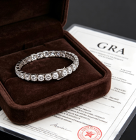Bracciale Tennis in Moissanite Argento 925, Catena Tennis in Moissanite, Bracciale GRA VVS D Colorato, Catena in Argento 925