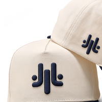 Topi Baseball Dua Warna Beige Hitam 5 Panel Terstruktur Snapback Katun Twill Logo Bordir Kasual Olahraga