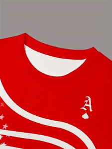 MY Men's Retro Style Casual Summer <span class=keywords><strong>T</strong></span>-Shirt Rojo Blanco Ace Spades Poker Gráfico Ligero Punto Poliéster Cuello redondo Corto - Product Image 4