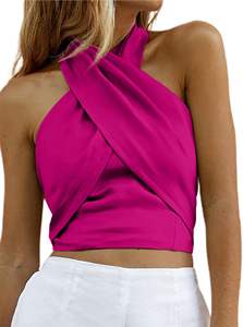 Top de Mujer Tops Sexy CrissCross Halter sin mangas Wrap Front Backless Cami Crop Top Clubbing - Product Image 3